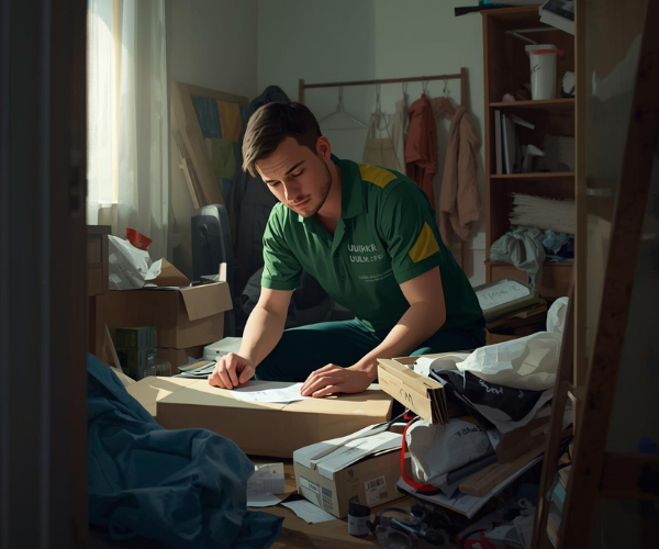 Tri sélectif des objets lors d'un débarras d'appartement à Paris - Meubles pour don Emmaüs, métaux pour recyclage, cartons